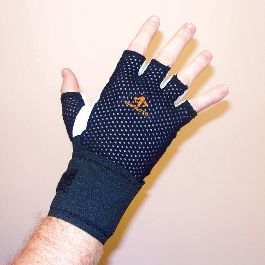 IMPACTO 417-31MRH GLOVE ELASTIC STRAP MESH BACK 1/2 FINGER - Ergonomic